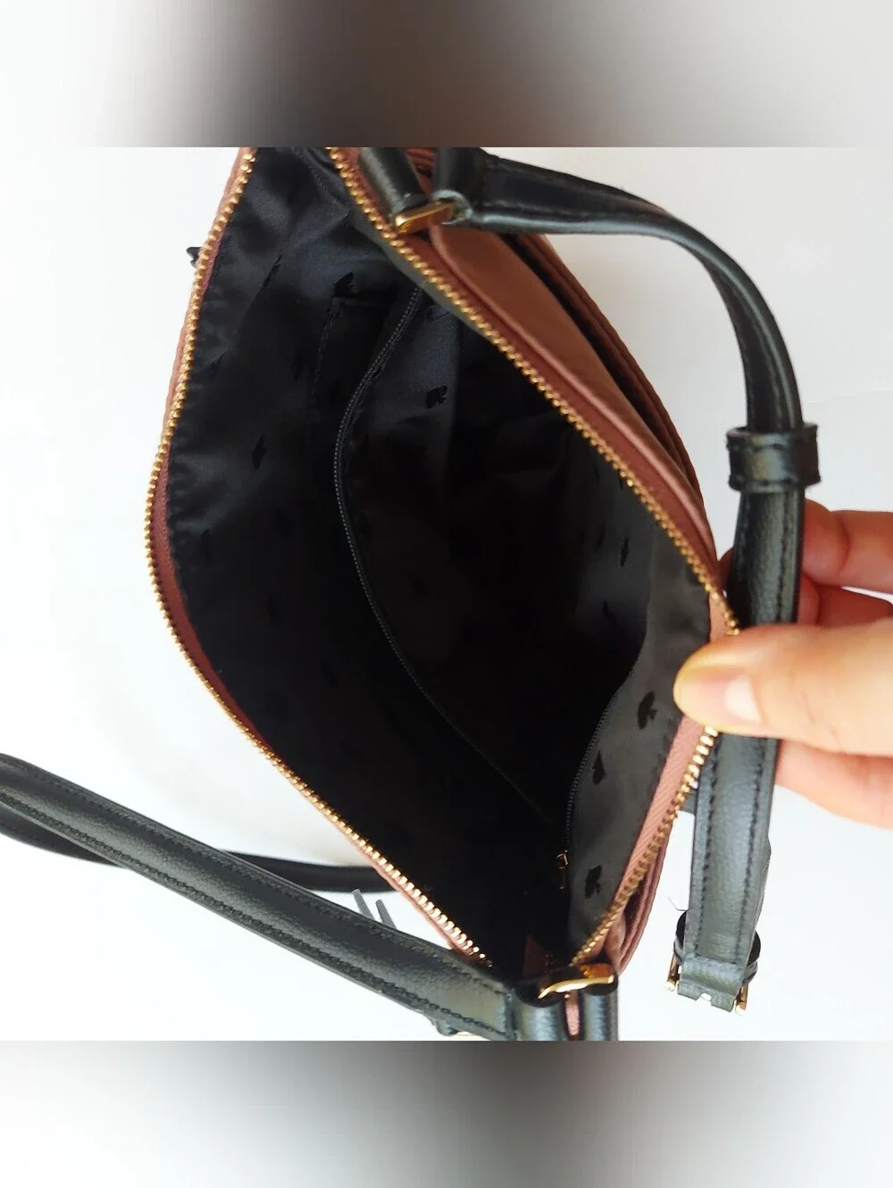 kate spade dusty rose nylon crossbody with black strap